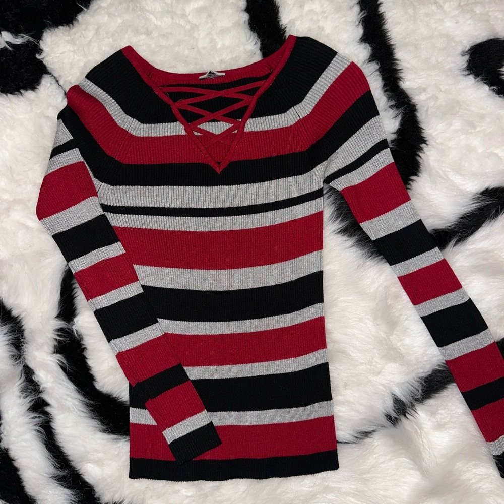 Striped Red and Black Sweater
